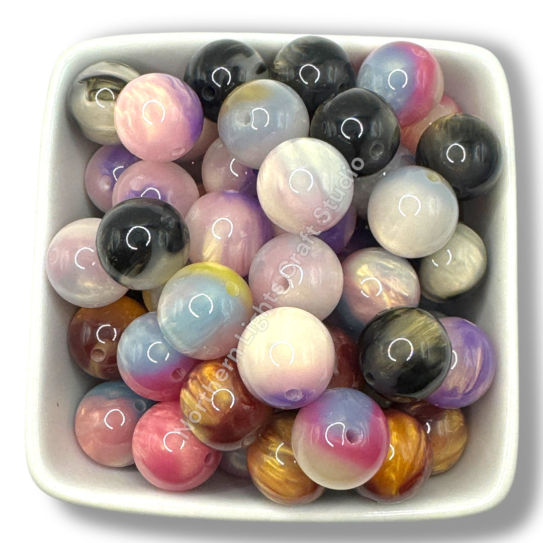 Luminous Multi Tone Color Galaxy 16mm Ombre Beads - 20pc.