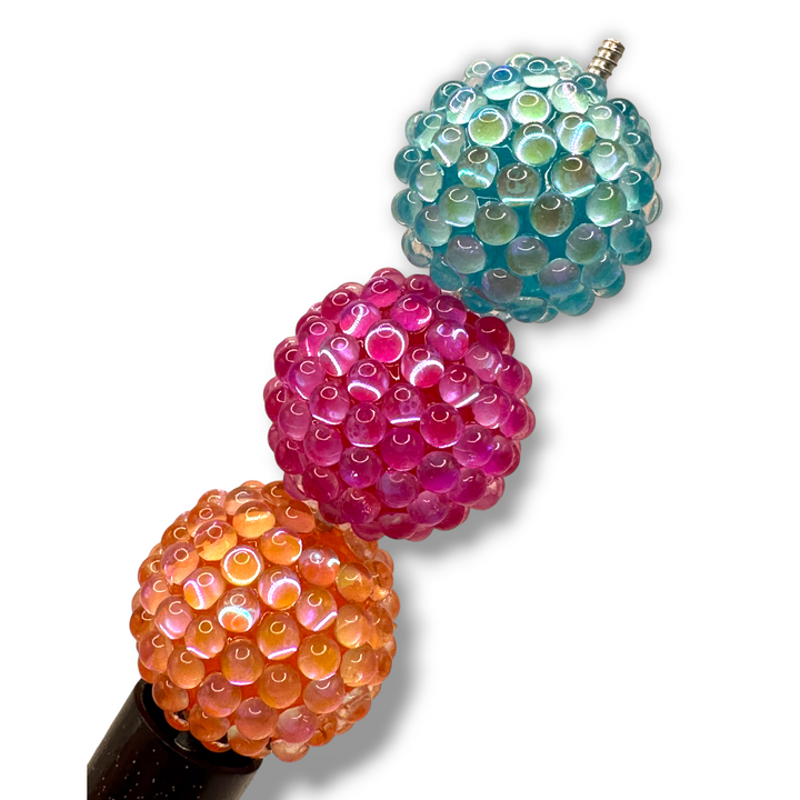Glass Bubble 20mm Acrylic Base  Fancy Beads - 9pc.