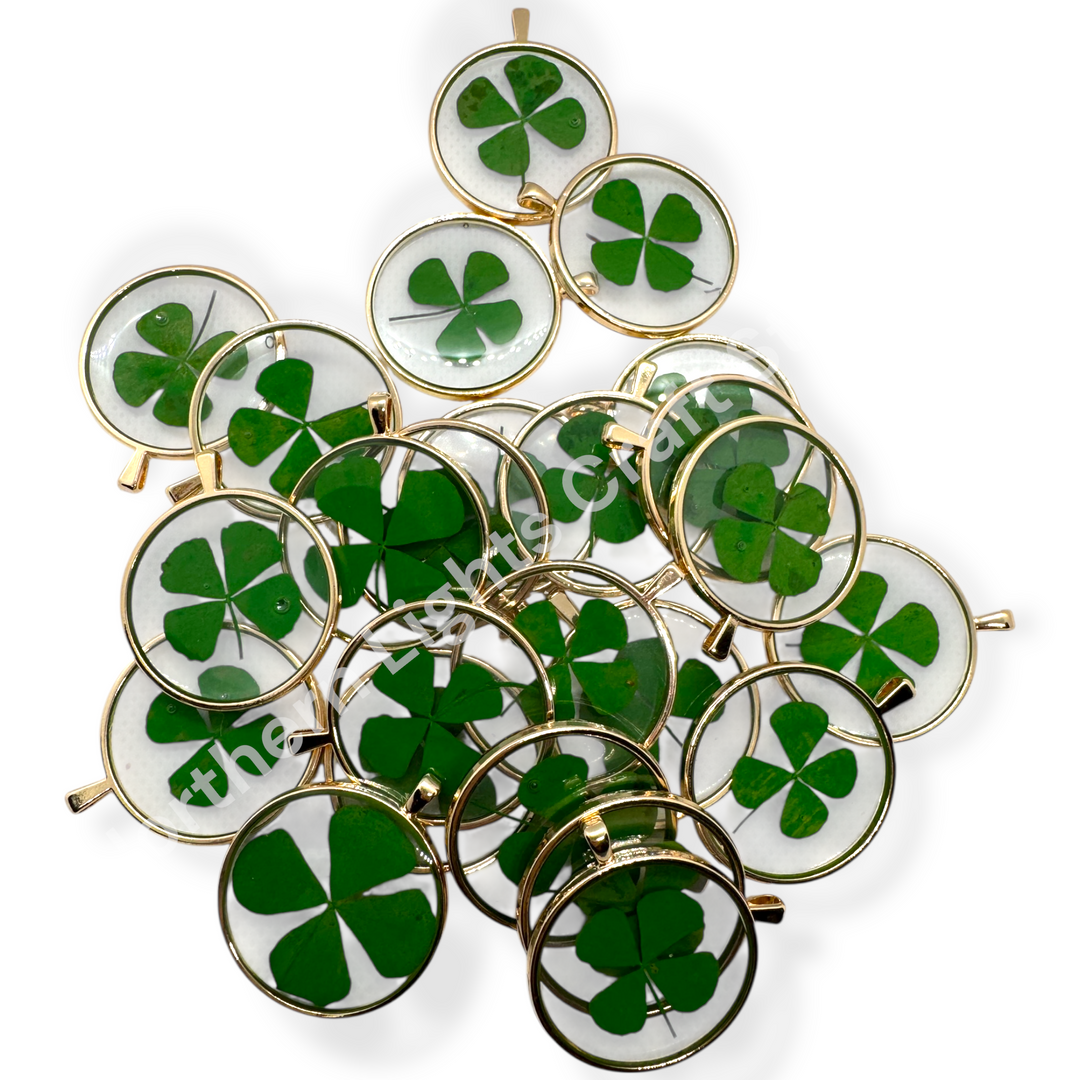 Four Leave Clover Acrylic and Glass Charm 30mm Pendant
