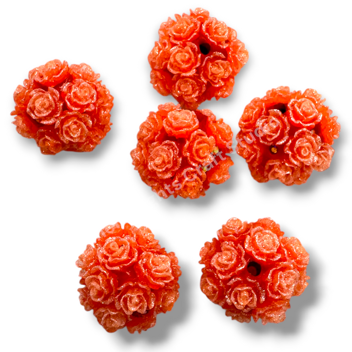 Bright Flower Beads with Rhinestone Accents 16mm - 2pc. - Choose Color