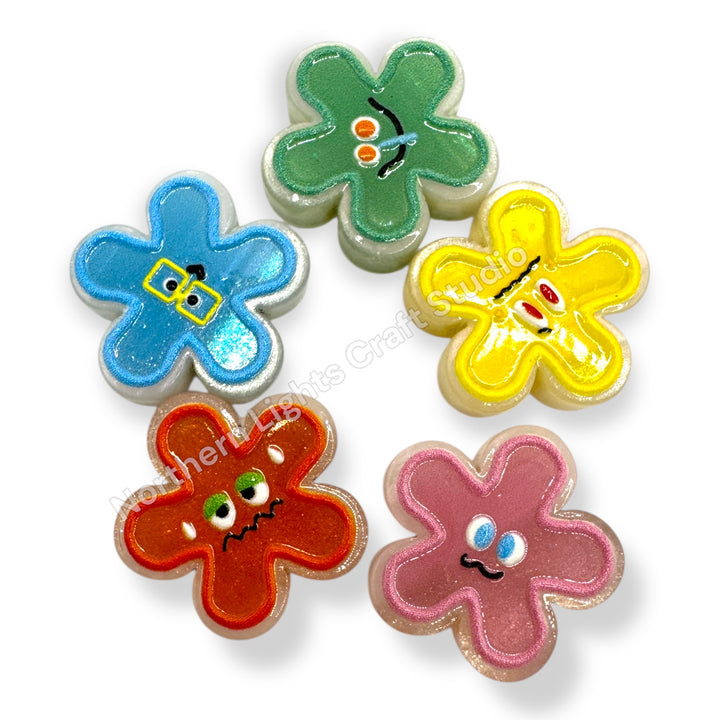 Acrylic Focal Beads, Two-Sided With Holes - Mix