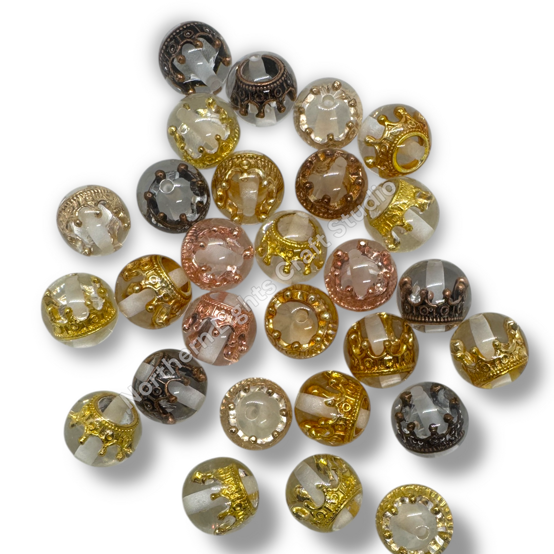 16mm Clear Crown Acrylic Bead Mix -20 Pieces