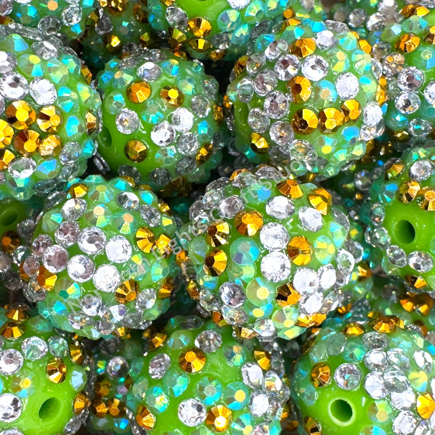 Multicolor Confetti 20mm Acrylic Rhinestone Bubblegum Beads - 10pc.