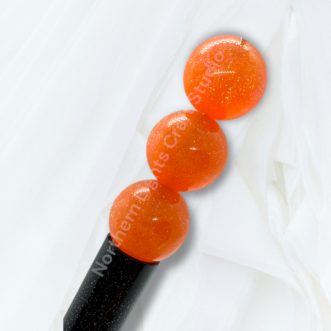 Orange Melon Glitter Galaxy 16mm Bead - 20pc.