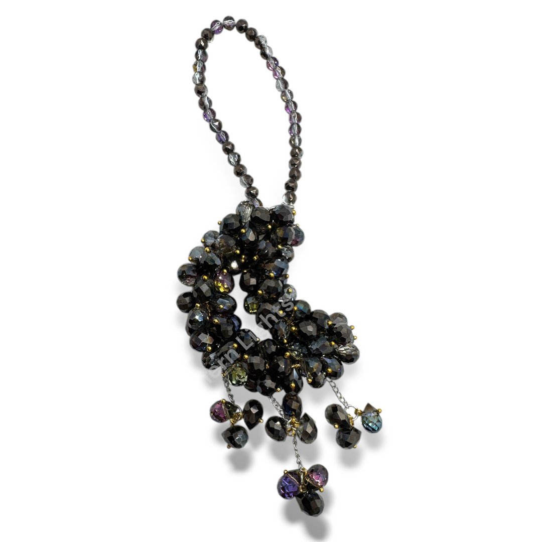 Black Rainbow With Gold Pins Crystal Moon Suncatcher / Moon Car Charm