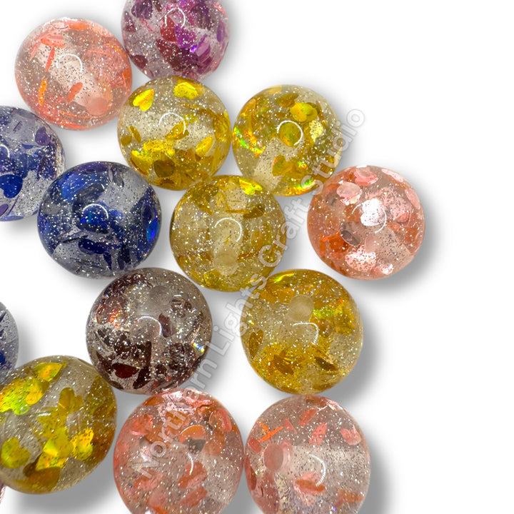 Glitter Foil Heart Beads 16mm - 20pc.