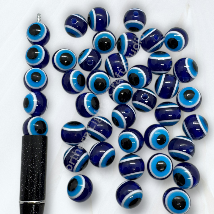 Evil Eye Layered 12mm Acrylic Beads - 25pc.