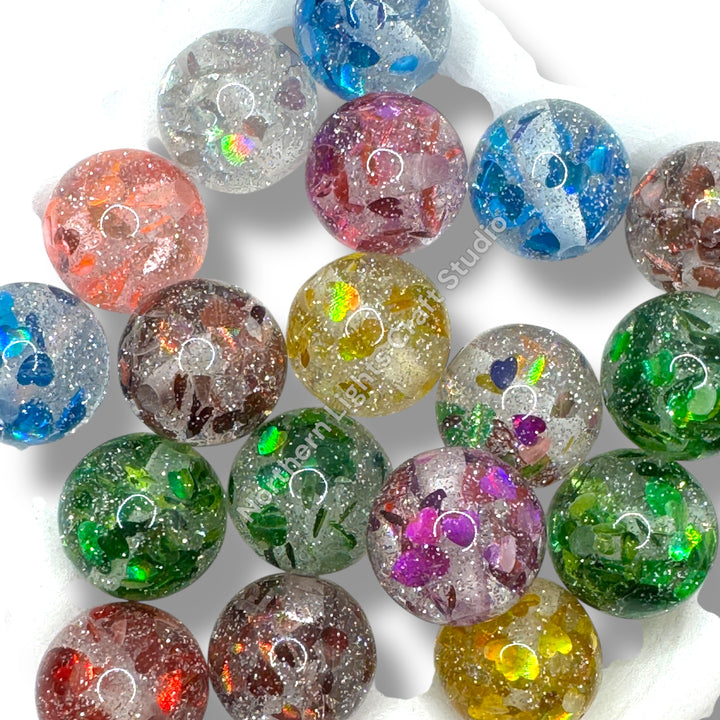 Glitter Foil Heart Beads 16mm - 20pc.