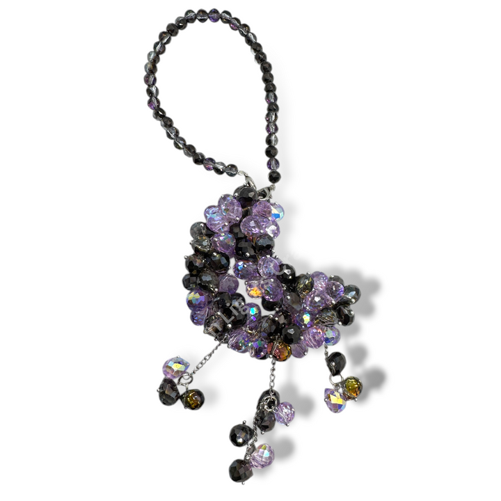 Black and Purple Crystal Moon Suncatcher / Moon Car Charm