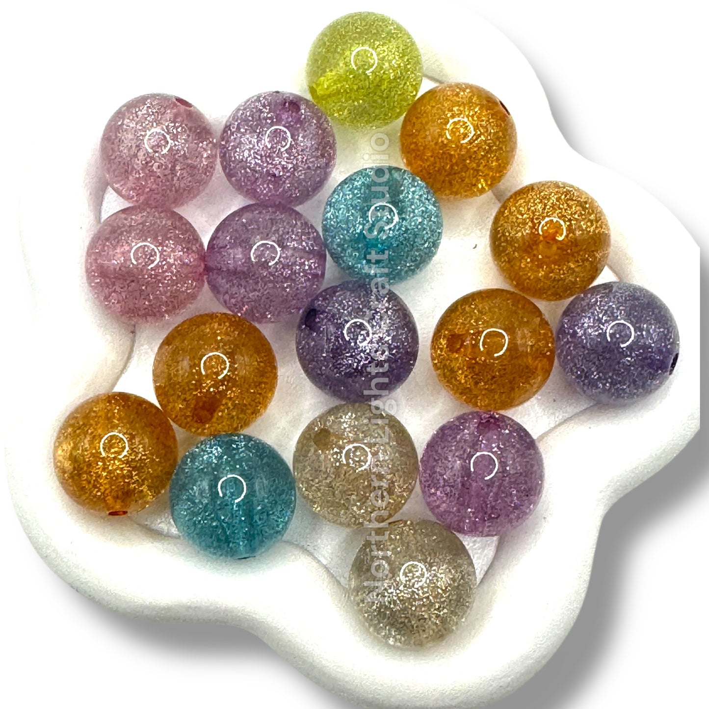Glitter Dust Beads - 16mm-20pc.