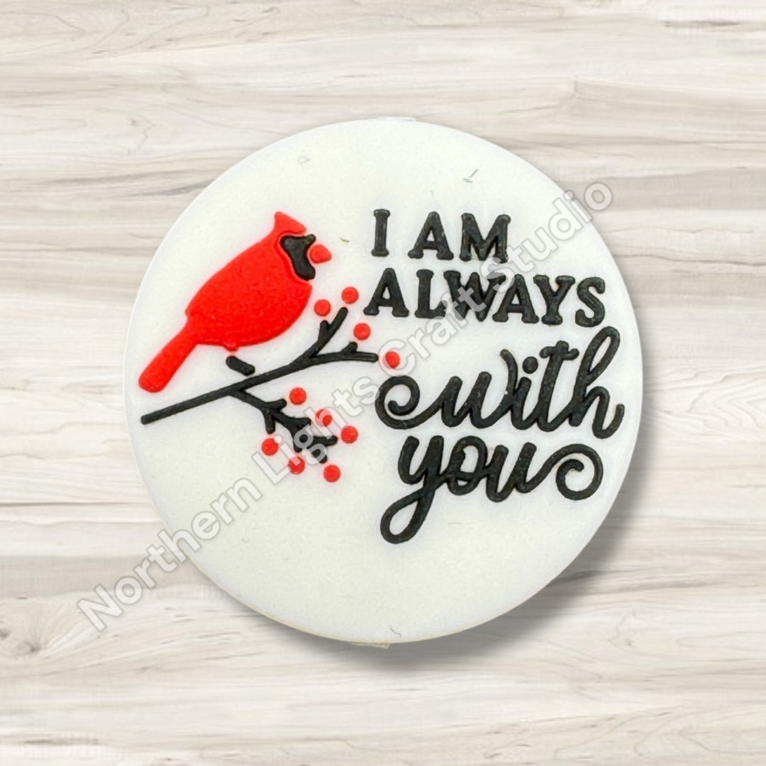 I Am Always With You Red Cardinal Silicone Focal Bead