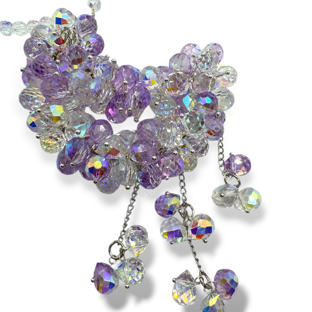 Purple and AB Crystal Moon Suncatcher / Moon Car Charm