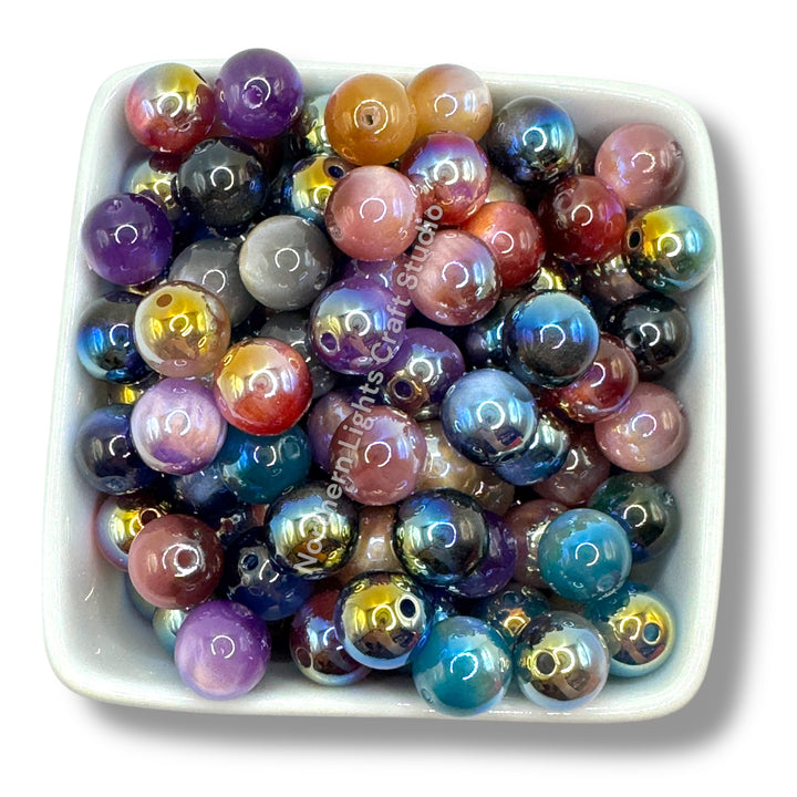 UV Cat Eye Shiny 12mm Dark Color Mix -25pc