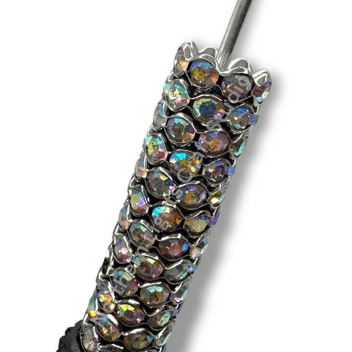 GunMetal Rhinestone 12mm Spacers -25pcs. (Clear or AB, Wavy or Round)