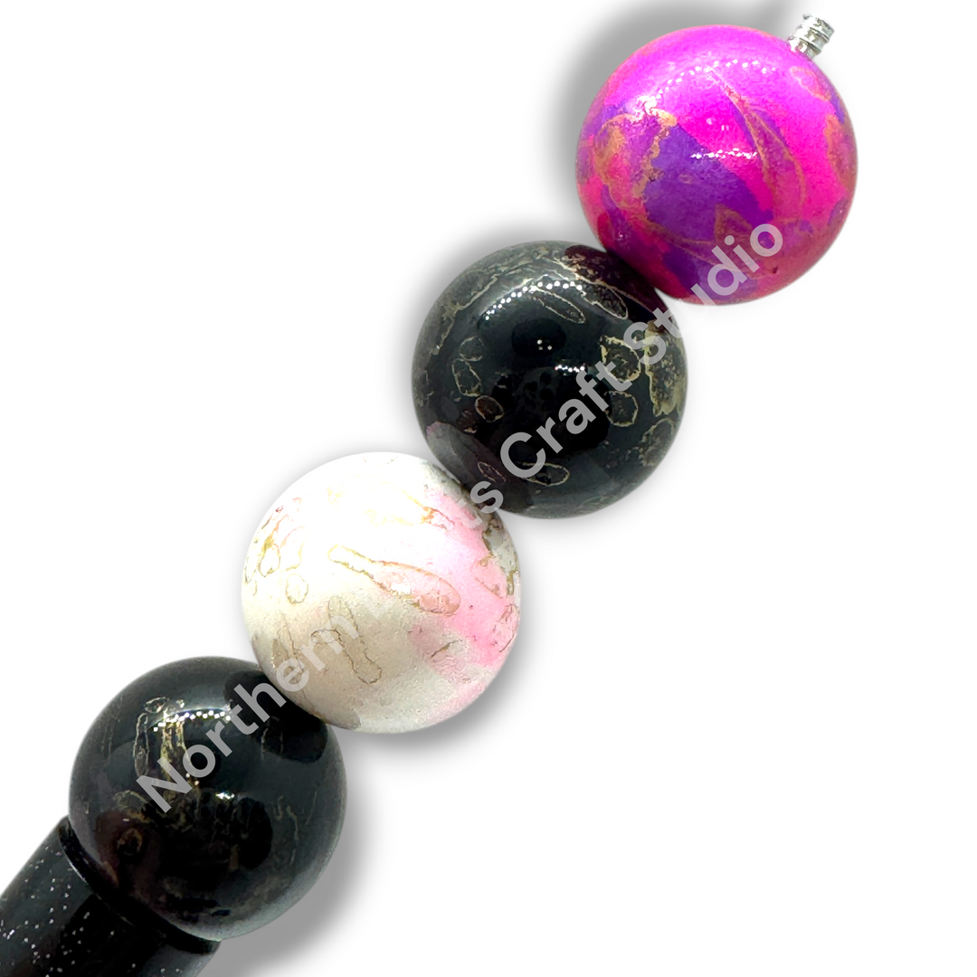Art Deco Printed 16mm Bead Mix - 20 Pieces