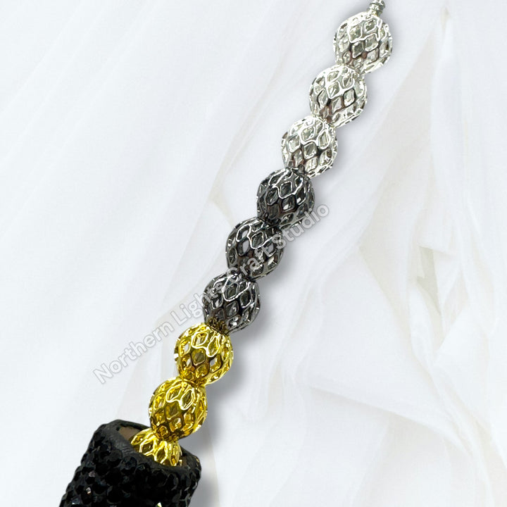 Lattice Design Metal Round 6mm Spacer Beads for Pens or Jewelry - 25pc.