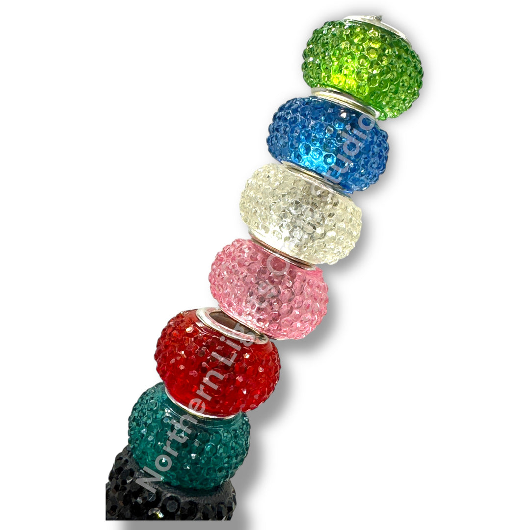 Textured Jelly Bling Wheel Beads / 14mm Large Hole Spacer Beads - 25pc. Mix