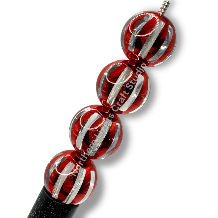 Shiny Striped 16mm Acrylic Beads - 20 pc.