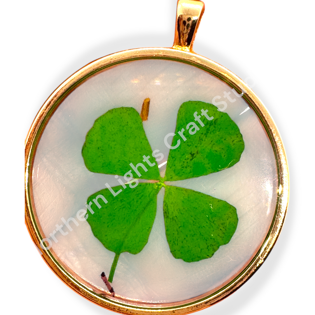 Four Leave Clover Acrylic and Glass Charm 30mm Pendant