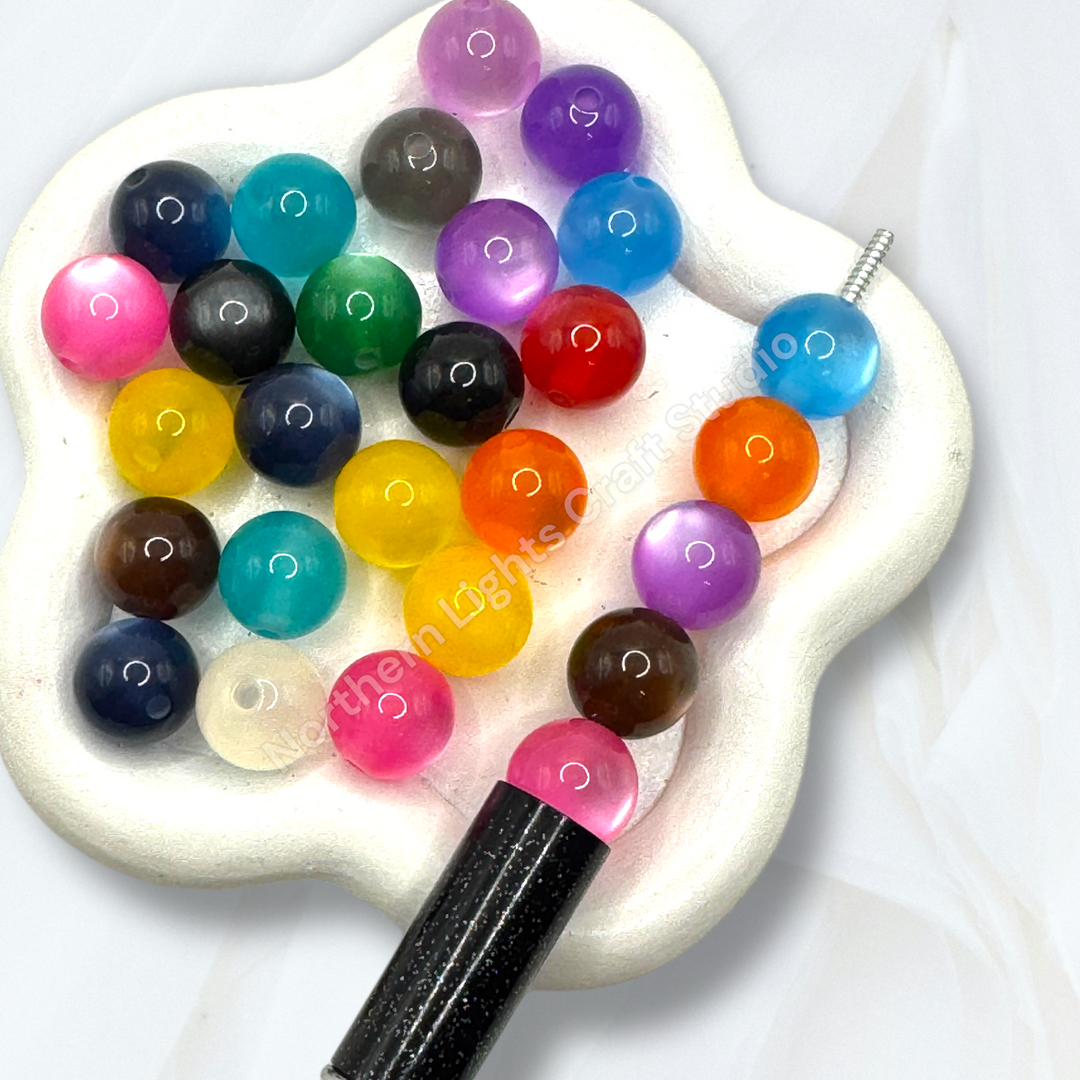 Cat Eye 12mm Resin Bead Mix -25pc
