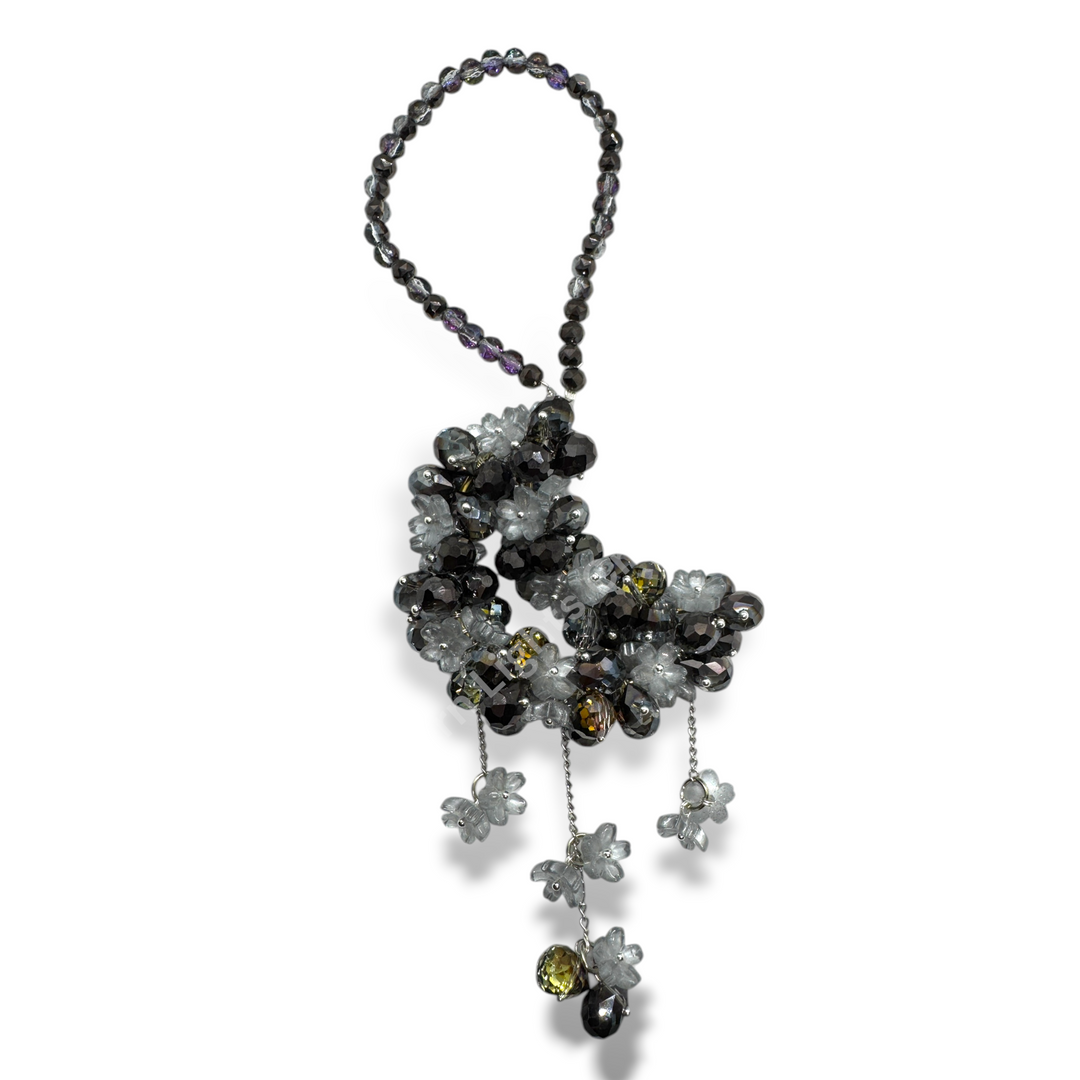 Black Rainbow Flower Crystal Moon Suncatcher Car Charm