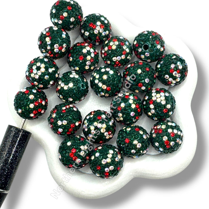 Christmas Rhinestone Beads-16mm - 10pc.