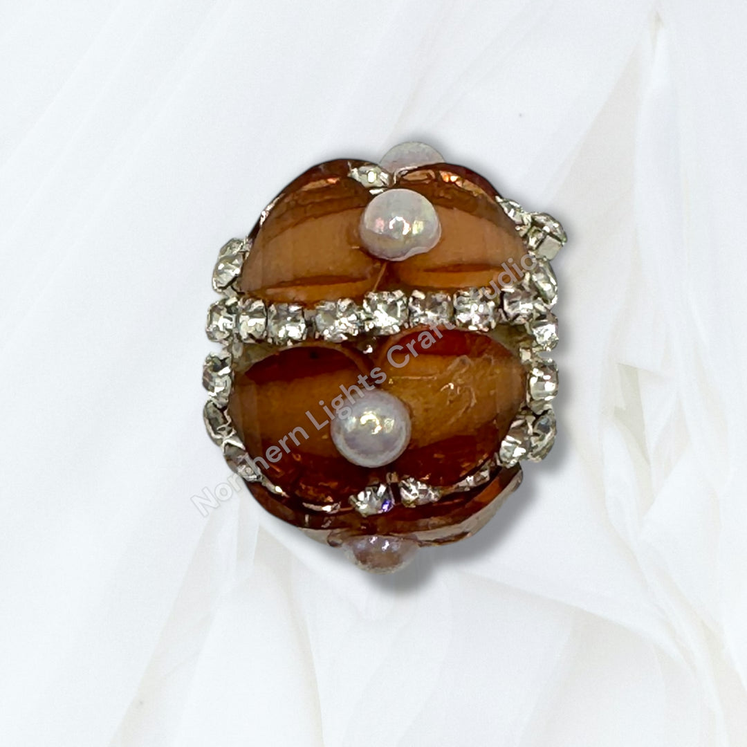 Acrylic Pumpkin Bead With Pearl Accent - 8pc. Mix
