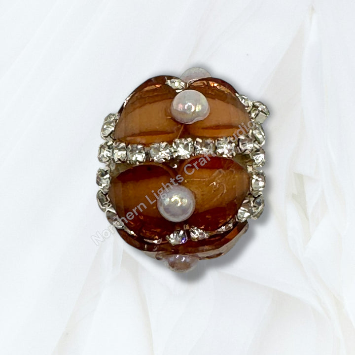 Acrylic Pumpkin Bead With Pearl Accent - 8pc. Mix