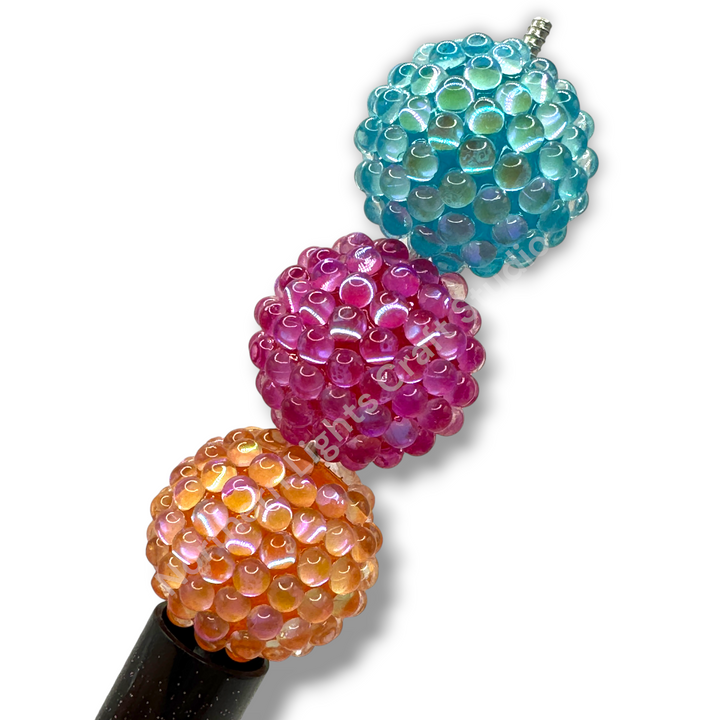 Glass Bubble 20mm Acrylic Base  Fancy Beads - 9pc.