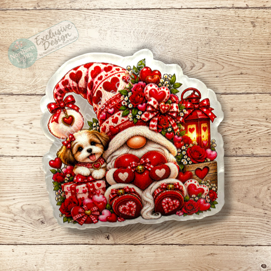 Valentine Gnome Flat Back Acrylic 2pc. - Design Exclusive!
