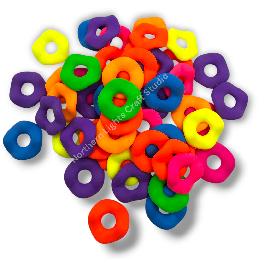 Neon Color Matte 10mm Acrylic Wavy Spacers - 25pc. Mix