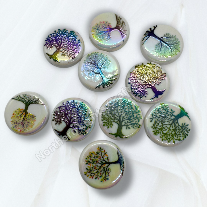 Tree Of Life UV Coated Printed Acrylic 22mm Bead Mix - 10 pc.