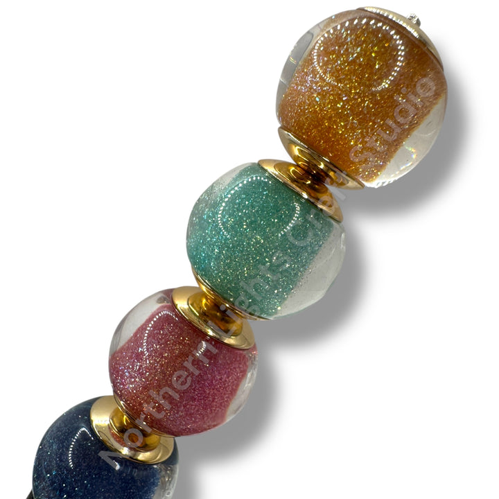 Glitter Gold Cap Layered Galaxy Bead 16mm - 20pc.