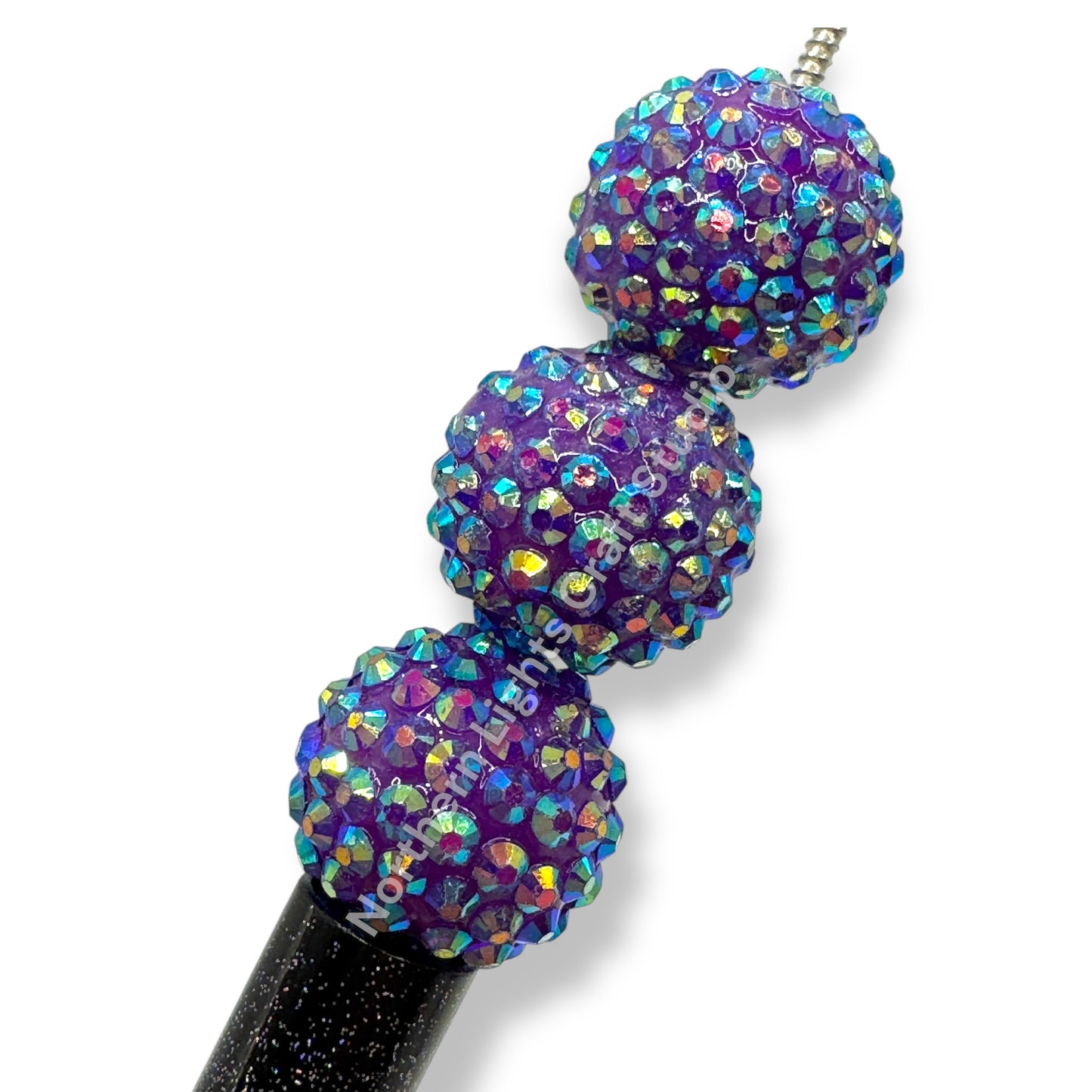 Dark Purple AB Acrylic 20mm Rhinestone Bubblegum Beads - 10pc.