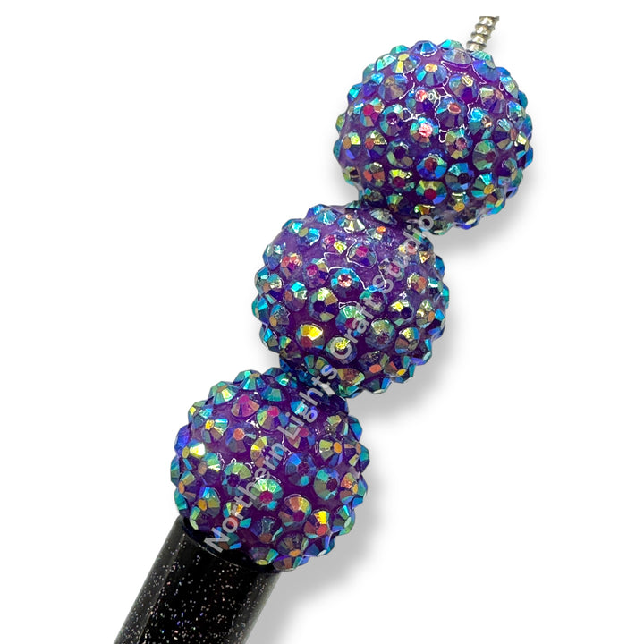 Dark Purple AB Acrylic 20mm Rhinestone Bubblegum Beads - 10pc.