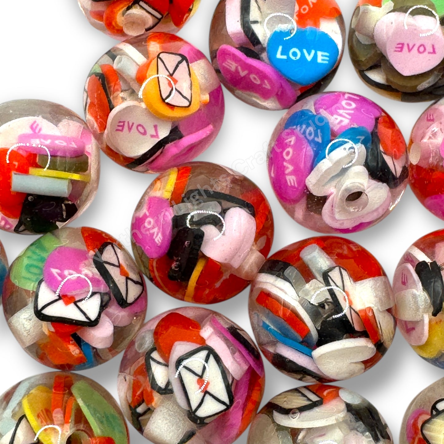 Valentine's Day Snowglobe 16mm Bead Mix - 10 pc.