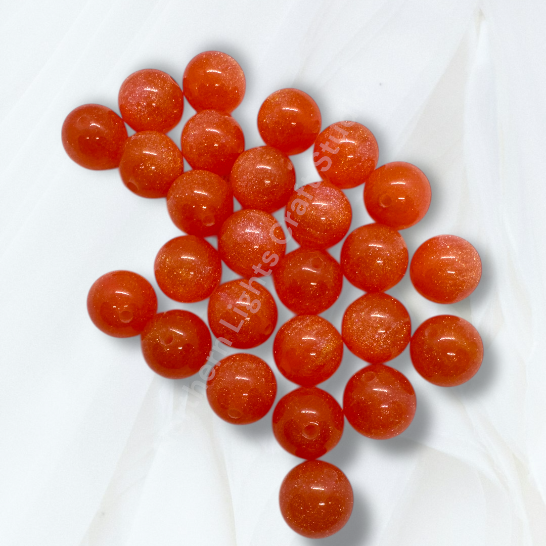Orange Melon Glitter Galaxy 16mm Bead - 20pc.