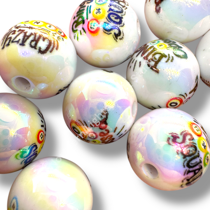 Bingo Printed UV 16mm Acrylic Beads - 20pc. Mix