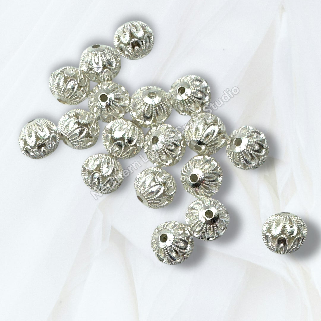Textured Metal Filigree Copper Base Beads - 5 pc.