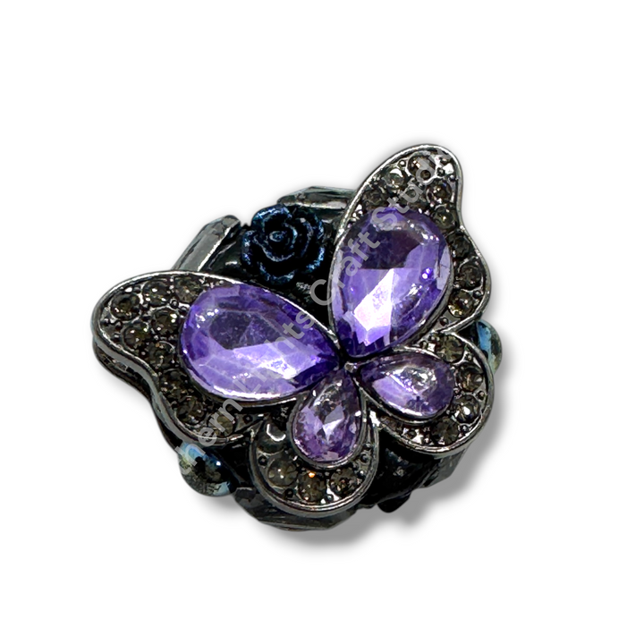 Fancy Crystal Butterfly Gunmetal Clay Base Beads - 1pc.
