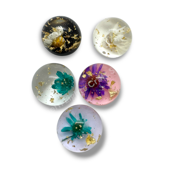 Mini Flower Gold Flake 20mm Globe Pen Topper - 5pc. Mix LIMITED QUANTITY