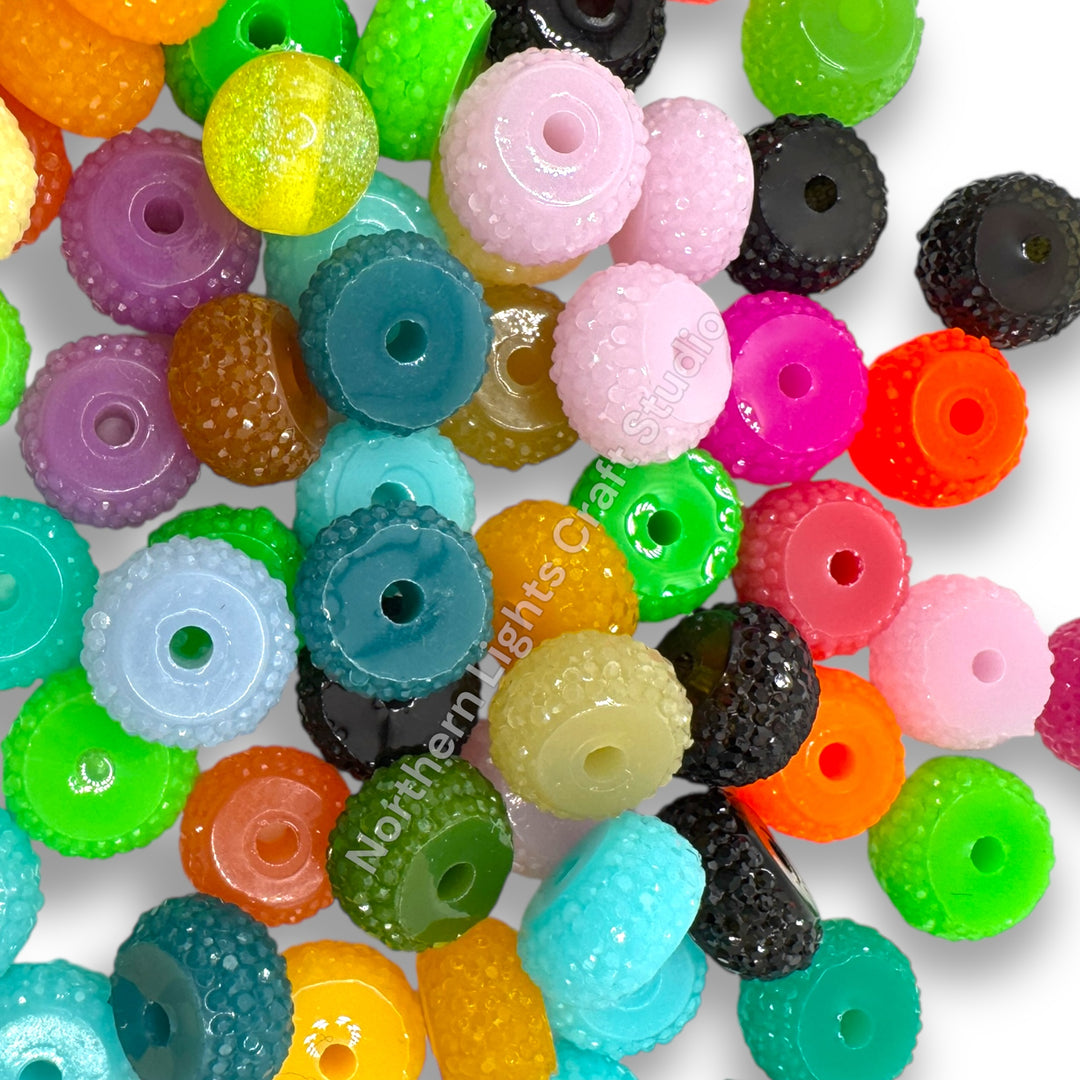 Textured Acrylic Colorful 10mm  Rondelle Spacer -25pc.