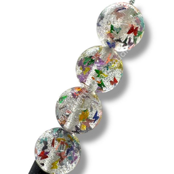 Glitter Foil Multicolor Butterfly Beads 16mm - 20pc.