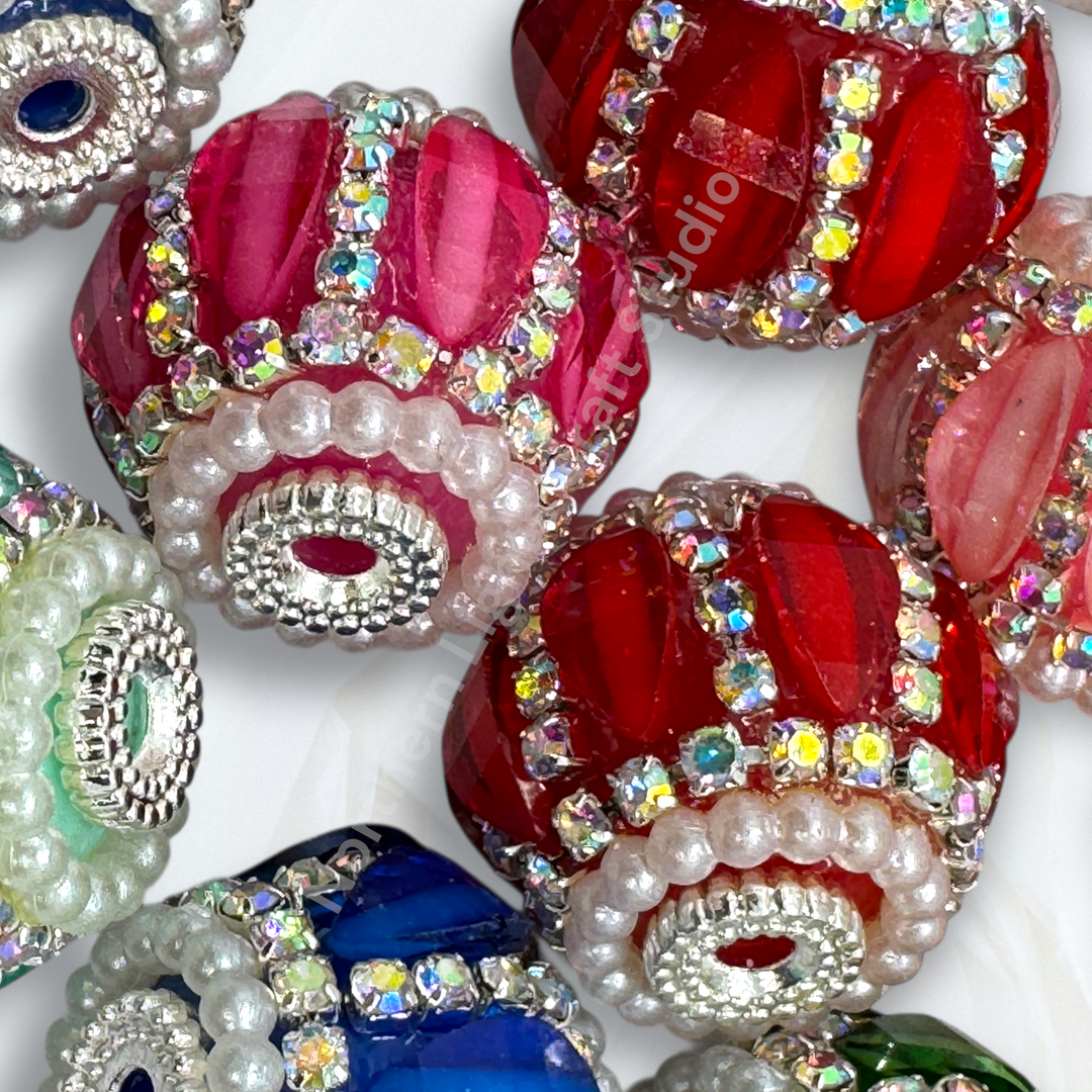 Fancy Pumpkin Slice Rhinestone Beads - 9 piece Mix