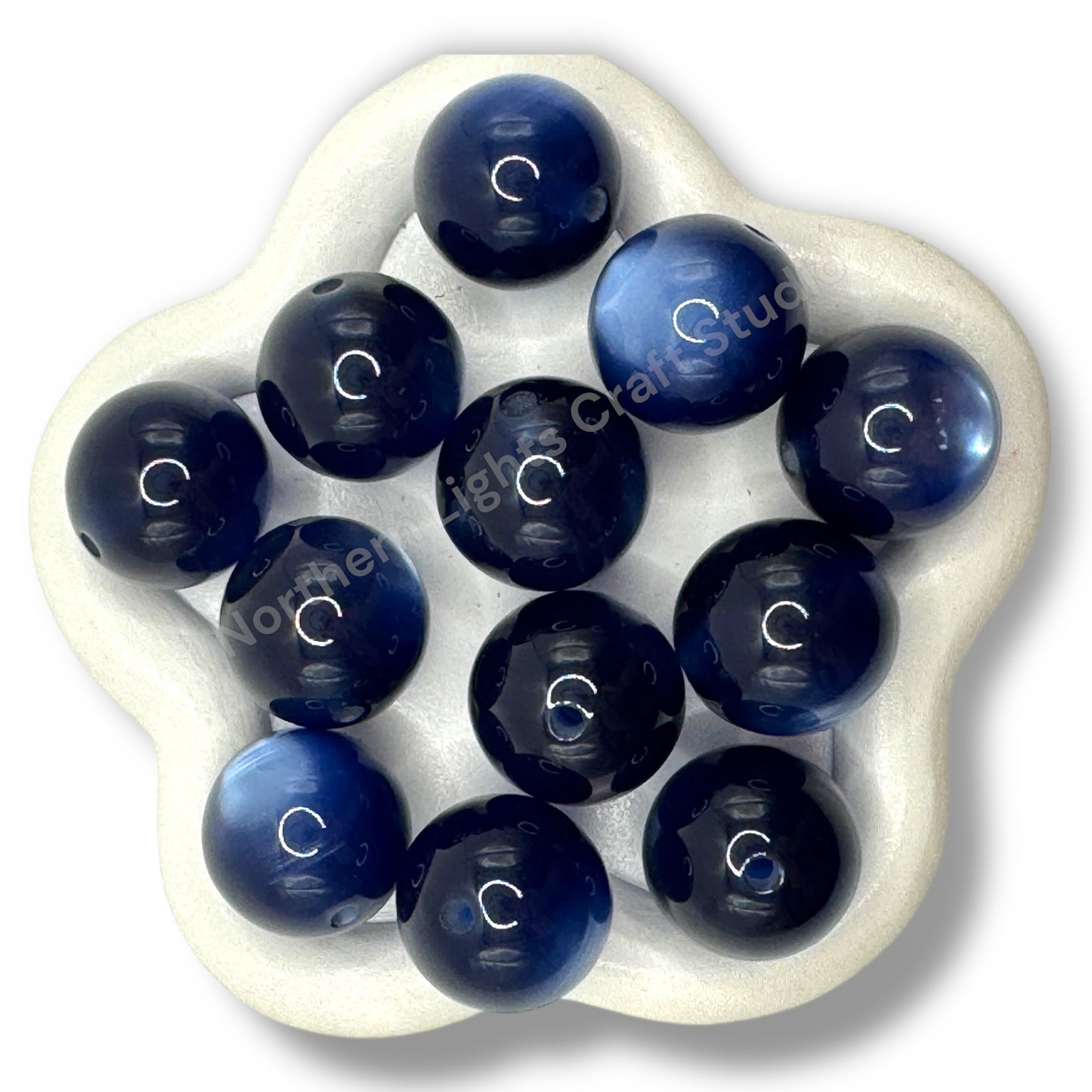 Dark Blue Cat Eye Shiny 20mm Beads -10 pc.