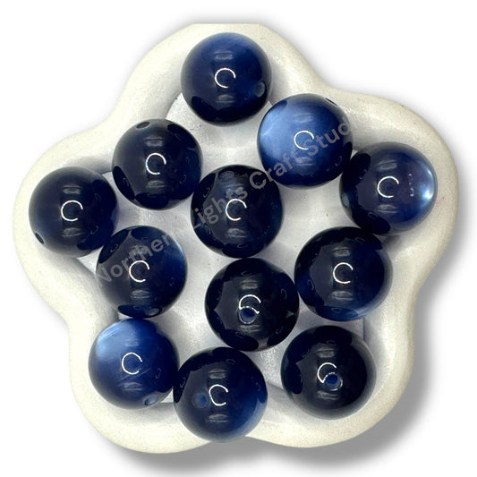 Dark Blue Cat Eye Shiny 20mm Beads -10 pc.