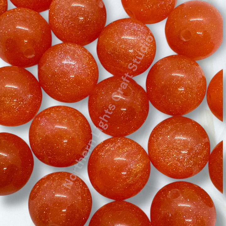 Orange Melon Glitter Galaxy 16mm Bead - 20pc.