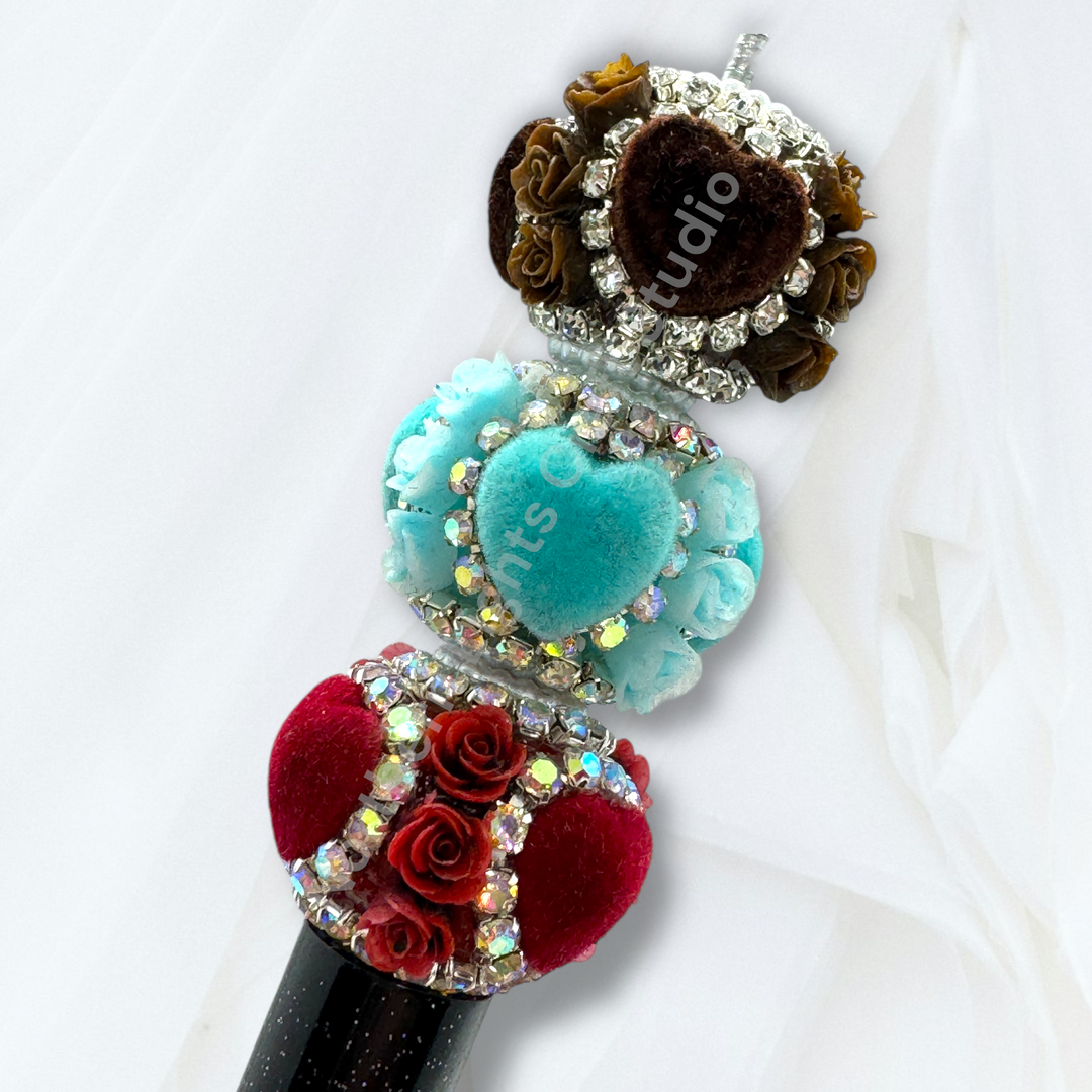 Fancy Velvet Heart and Flower Bead - 10pc.  mix
