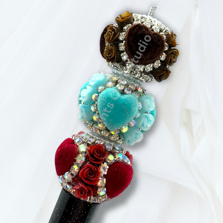 Fancy Velvet Heart and Flower Bead - 10pc.  mix
