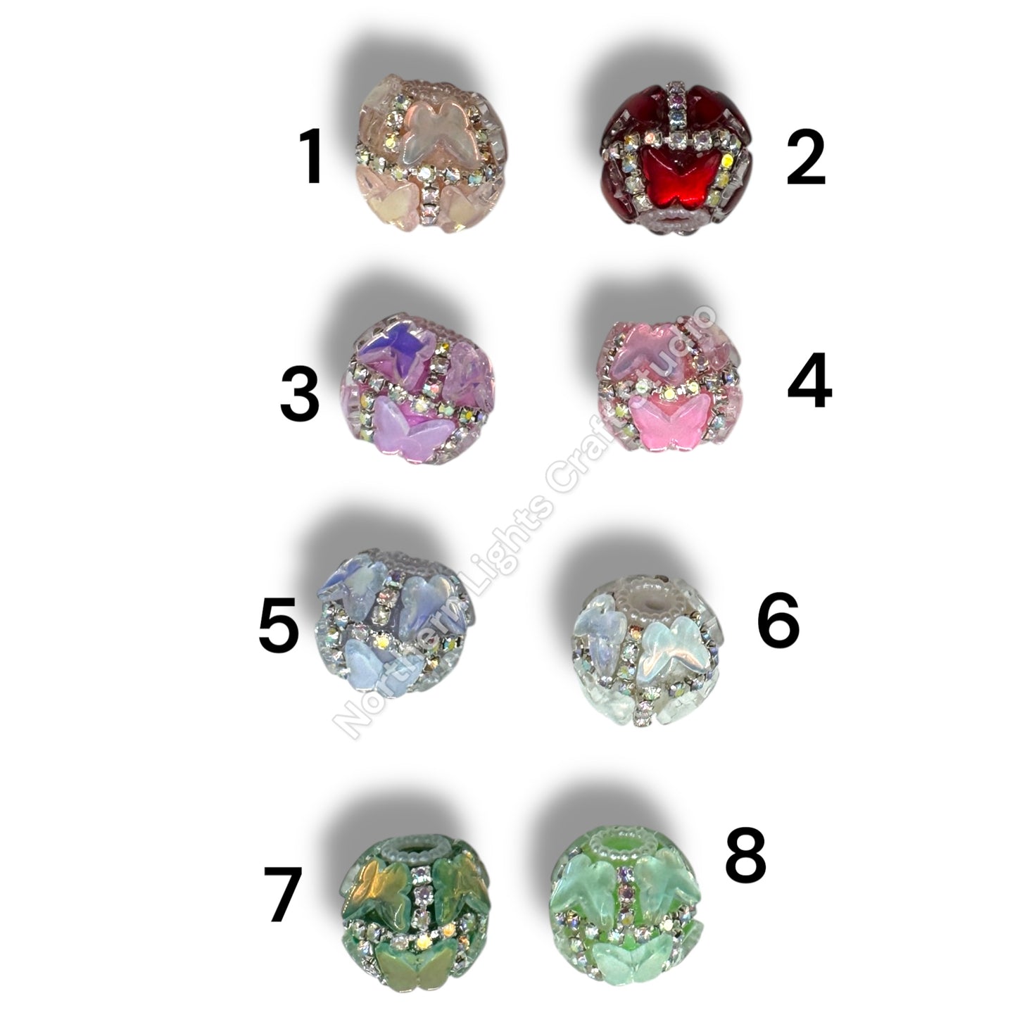 Butterfly Rhinestone Rows Fancy Indian Beads - 2pcs.